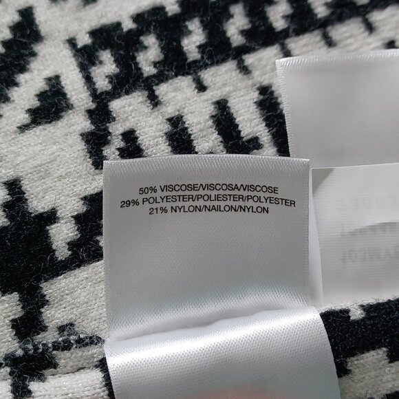 Anne Klein Black White Glen Plaid Knit Coat - Picture 8 of 16